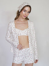 Λευκό floral rib σετ πιτζάμες