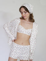 Λευκό floral rib σετ πιτζάμες
