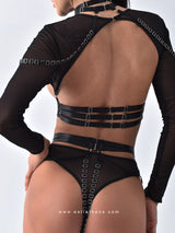 Μαύρο see-through σετ εσωρούχων