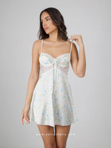 Λευκό babydoll με floral σχέδιο