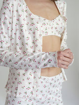 Λευκό floral rib σετ πιτζάμες