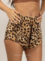 Σατέν σορτσάκι πιτζάμας με animal print και λάστιχο μέσης 