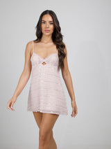 Ροζ babydoll με τούλι και παγιέτες