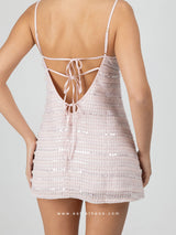 Ροζ babydoll με τούλι και παγιέτες