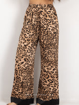 Σατέν animal print παντελόνι με λάστιχο στη μέση