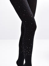 Μαύρο opaque καλσόν με strass