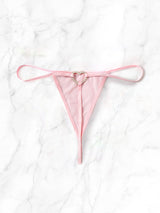 Ροζ see through string με διακοσμητική καρδιά 